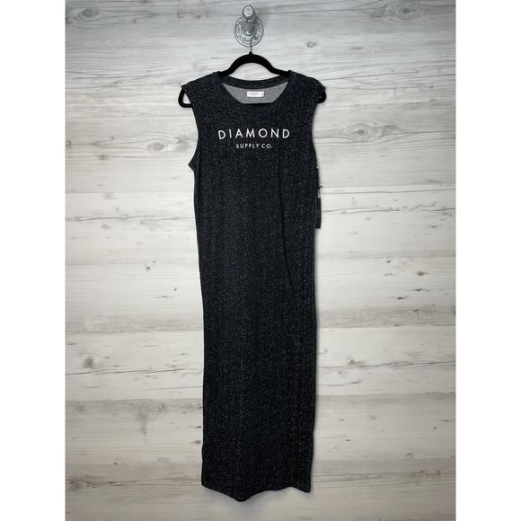 Diamond Supply Co Dress Womens Small Black Speckle Maxi Sleeveless Tank Logo - Picture 1 of 7